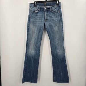 7 For All Mankind Womens 28 Boy Cut Jeans Medium Wash Button Fly Straight Leg